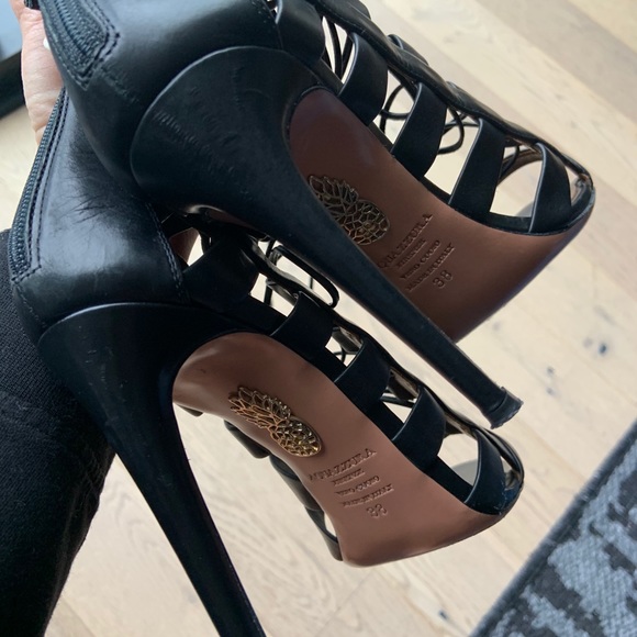 AQUAZZURA - AMAZON LEATHER LACE-UP SANDALS - black - Picture 13 of 16